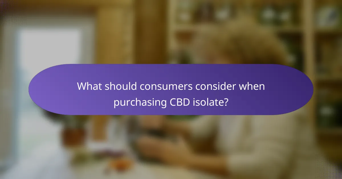 What should consumers consider when purchasing CBD isolate?